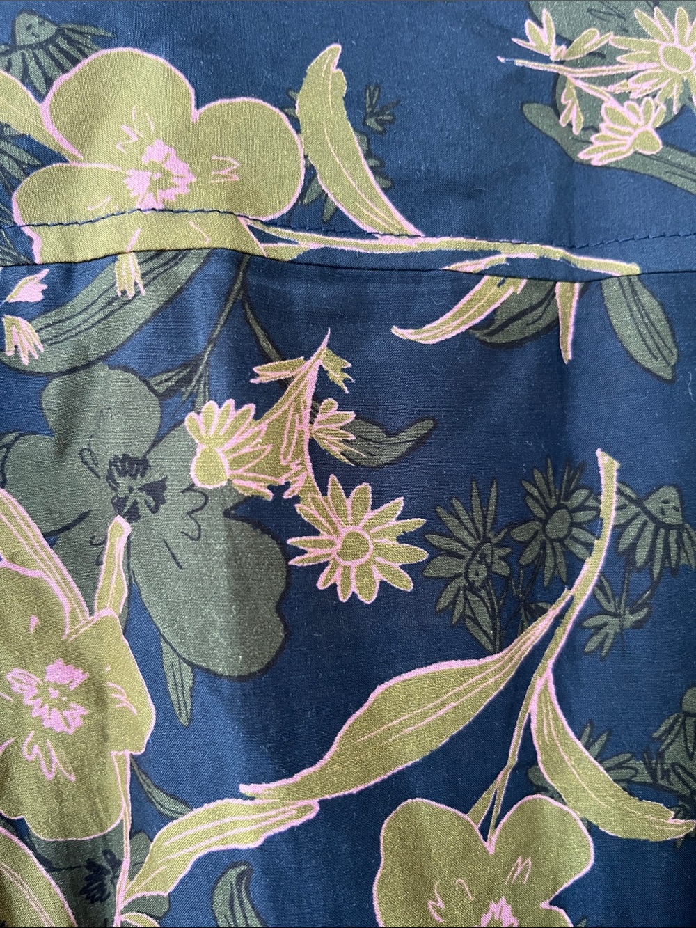 Descendant of Thieves Floral Button-Up Shirt in Navy with Pink & Olive - Picture 7 of 7
